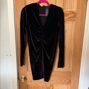 All Saints Black Velvet Mini Dress